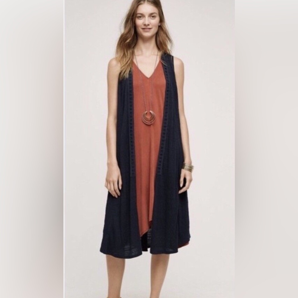 Anthropologie Womens Navy duster